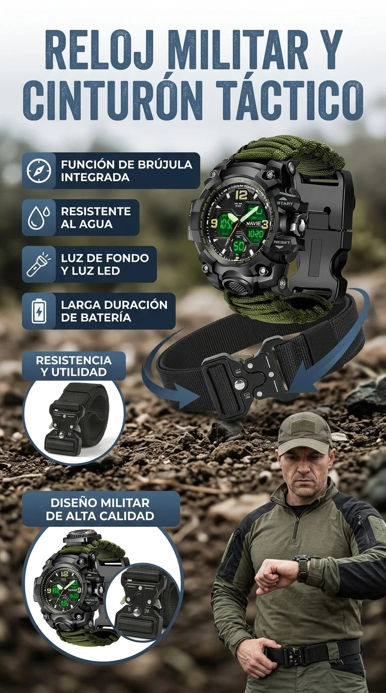 EQUIPO MILITAR TACTICO (Cinturon y Reloj)